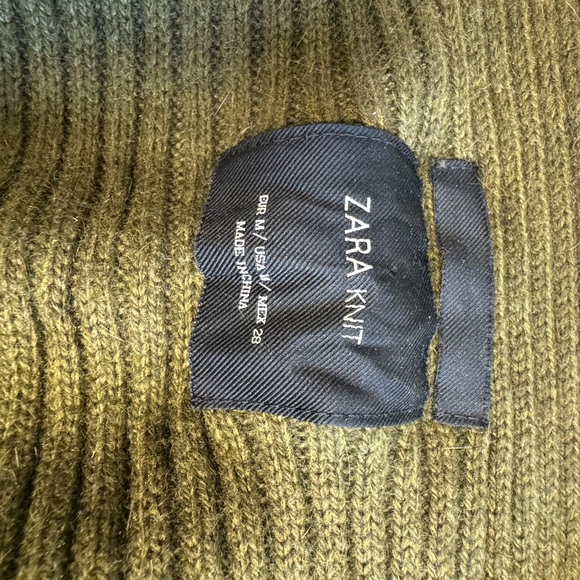 Zara Women’s Cozy Olive Ribbed Open Sweater/Cardigan M - Picture 3 of 4
